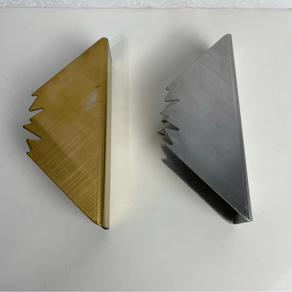 Lot of 2 Napkin triangle holder gold & silver tabletop stainless steel